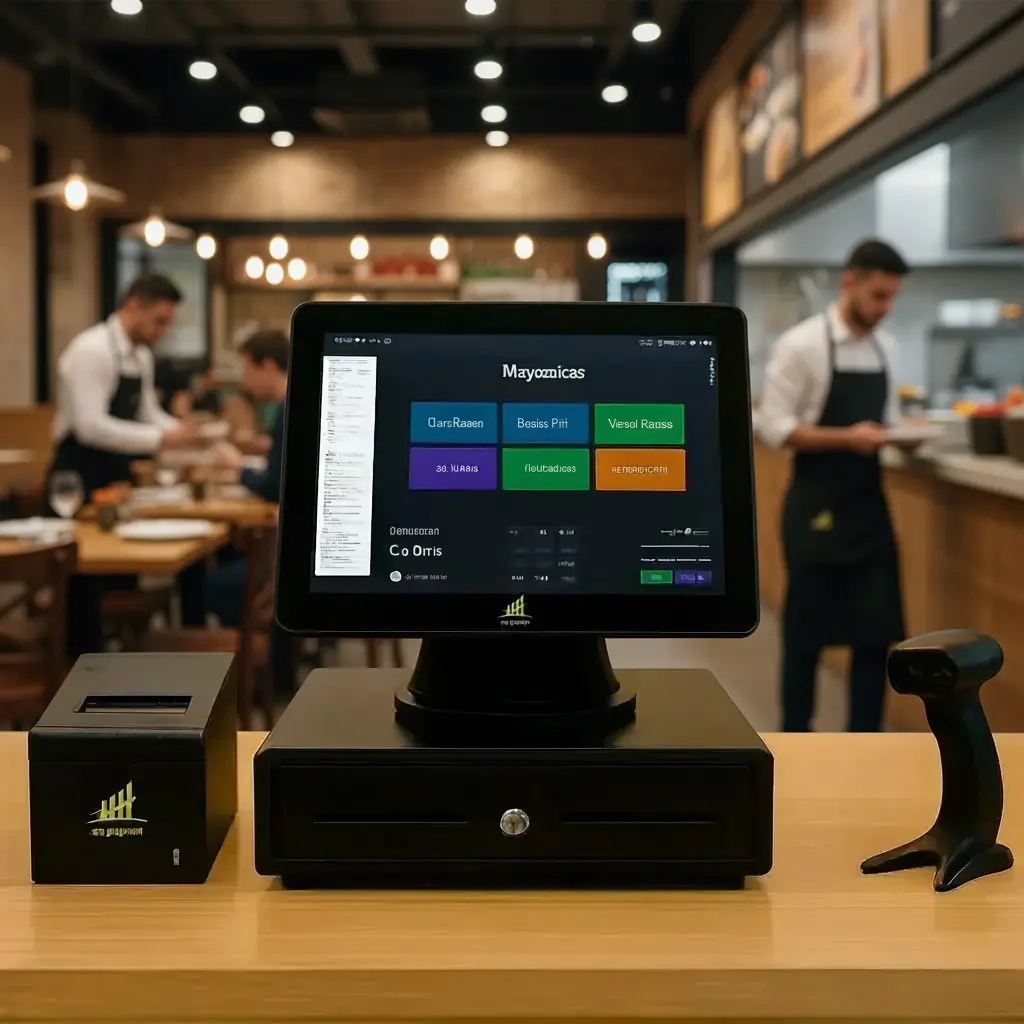 Modern POS system at a restaurant counter in Middlesex County CT, used by staff for orders, billing, and payment management