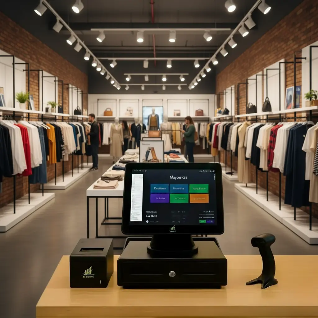 Modern POS system in a Texas clothing store streamlining sales, billing, and inventory for smarter retail operations.
